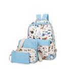 Set Of 3: Printed Canvas Backpack + Crossbody Bag + Pouch