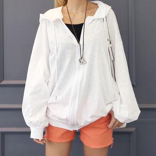 Drop-shoulder Lettering-back Hoodie