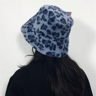 Leopard Print Bucket Hat Leopard - Grayish Blue - One Size