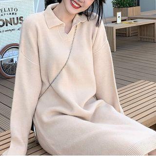 Polo-neck Sweater Dress