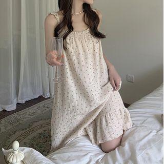 Sleeveless Floral Ruffle Trim Dress