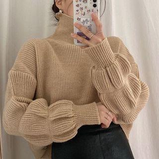Long-sleeve High-neck Sweater