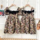Ribbon-accent Bear-print Mini Dress With Tie