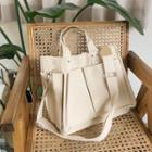 Pocket-detail Canvas Tote Bag Cream - One Size