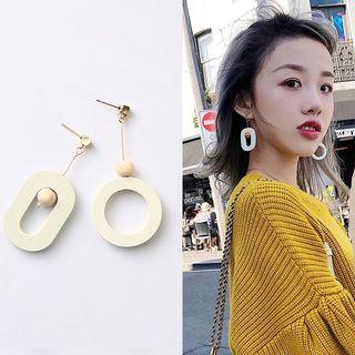 Geometric Non-matching Wooden Earring As Shown In Figure - One Size