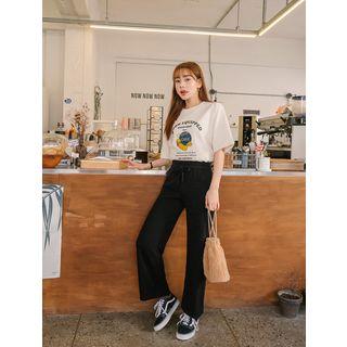 Plus Size Drawstring-waist Wide-leg Knit Pants