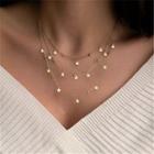 Star Layered Alloy Necklace Yellow - One Size