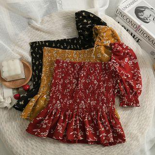 Asymmetrical Smocked Crop T-shirt