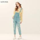 Distressed Loose-fit Oversized Pocketed Denim Washed Jumper Jeans