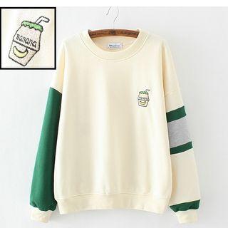 Embroidered Color Panel Pullover