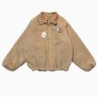 Plaid Zip Jacket Coffee - One Size