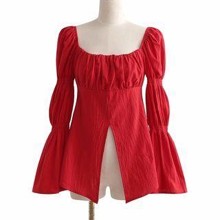 Bell Sleeve Square-neck Blouse