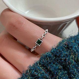 Cz Chain Strap Ring Silver - One Size