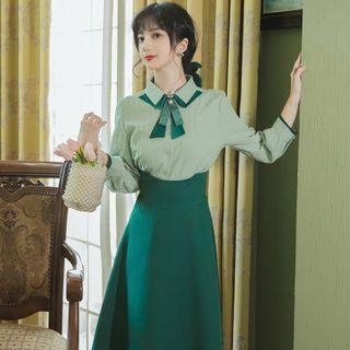 Set: Ribbon Shirt + A-line Skirt