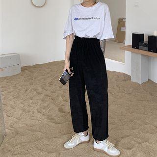 Printed Short-sleeve T-shirt / Drawstring Harem Pants