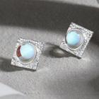 Moonstone Square Sterling Silver Earring