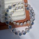 Agate Bead Bracelet Grayish Blue & Gold - One Size