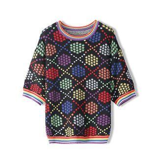 Star Print Short-sleeve Knit Top