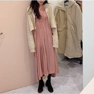 Long-sleeve Chiffon Midi Dress As Shown In Figure - One Size