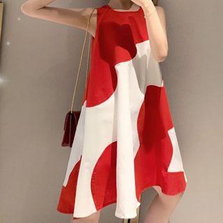 Sleeveless Two-tone A-line Dress As Shown In Figure - One Size