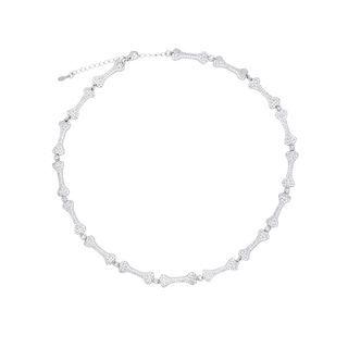 Bone Rhinestone Choker Silver - One Size