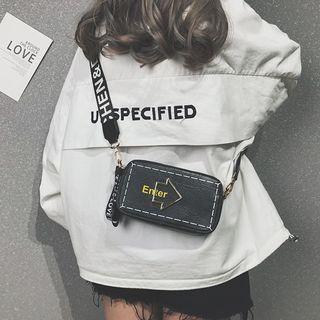 Faux Leather Lettering Mini Crossbody Bag