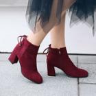 Chunky Heel Bow-accent Ankle Boots