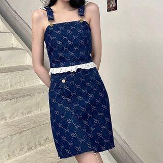 Sleeveless Pattern Top / Mini A-line Skirt