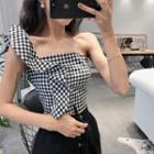Strapless Plaid Top Plaid - One Size