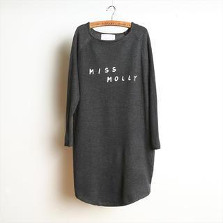 Long-sleeve Lettering Knit Dress