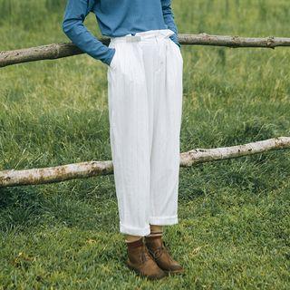 Striped Wide Leg Pants White - One Size