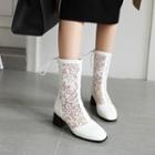Block-heel Lace Mid-calf Boots
