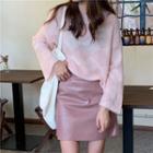 Plain Loose-fit Sweater / Slim-fit Skirt