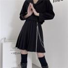 Pleated Chained A-line Skirt
