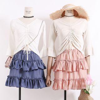 Drawstring-front Cropped Top