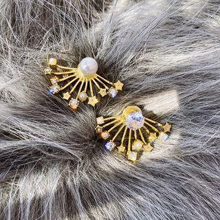 Faux Pearl Faux Crystal Swing Earring 1 Pair - Gold - One Size
