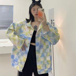 Checkered Multicolored Denim Jacket