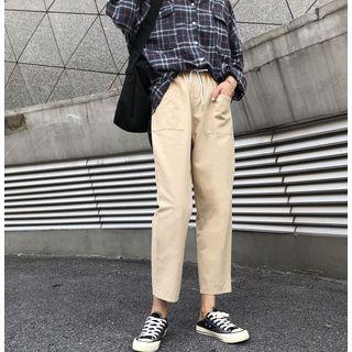 Drawstring Cropped Straight Cut Pants
