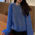 Slit-back Sweater Blue - One Size