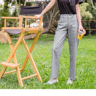 High-waist Pinstripe Wide-leg Pants