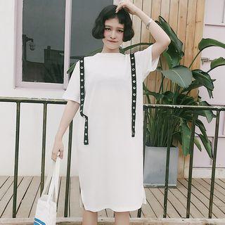 Grommet Detail Short-sleeve T-shirt Dress