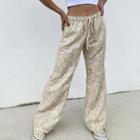 Drawstring Zebra Print Wide-leg Pants