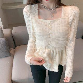 Long-sleeve Peplum Lace Blouse