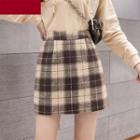 Plaid A-line Mini Wool Skirt