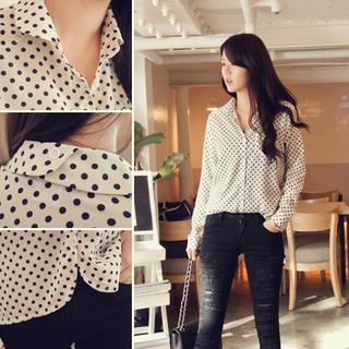 Peter-pan Collar Polka-dot Blouse