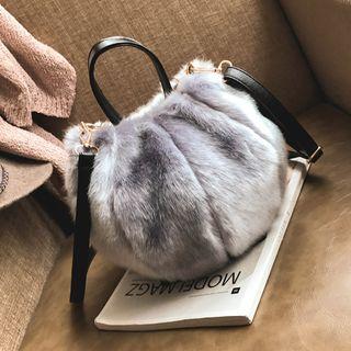 Faux Fur Handbag With Shoulder Strap