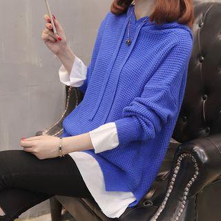 Mock Two-piece Knitted Hoodie