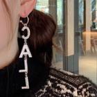 Non-matching Rhinestone Lettering Dangle Earring 1 Pair - As Shown In Figure - One Size