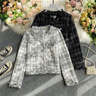 Tweed Long-sleeve Cropped Coat