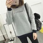 Contrast-trim Lettering Embroidered Sweatshirt
